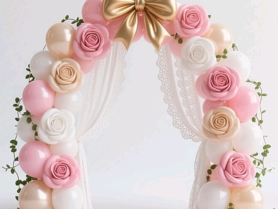 现代艺术装置 气球鲜花装饰 气球拱门 婚庆主题美陈 景观雕塑小品