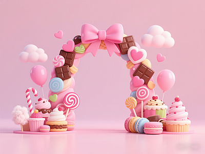 现代入口大门 商业美陈入口 糖果主题入口