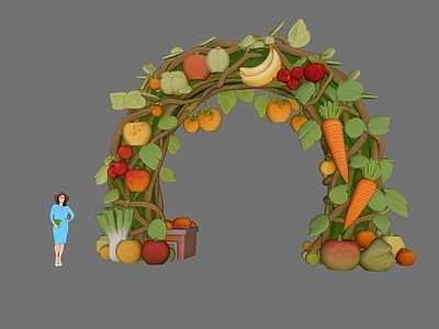 现代入口大门 生态果园入口 水果大门 商业美陈