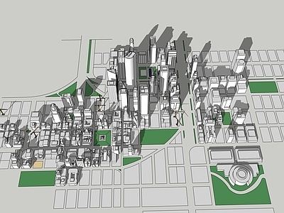 现代简约鸟瞰规划 城市规划 城市天际线 城市简模 城市街区