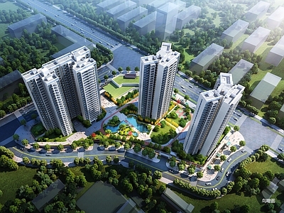 现代高层住宅 现代风格小区建筑