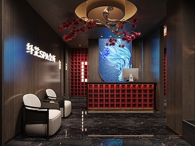 现代新中式足浴店 足浴店 SPA 足浴包间 足浴大厅 按摩店