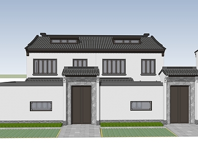 新中式极简多层住宅 二层中式自建房 自建房 别墅 新中式