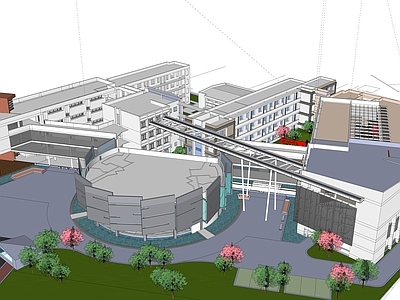 现代学校建筑 教学楼学校 艺术学校