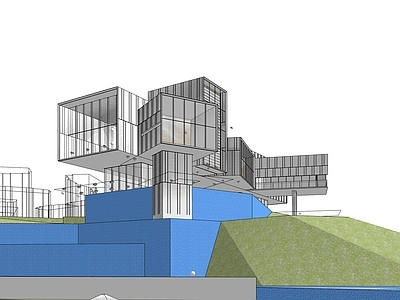 现代售楼处建筑 商业 民宿 艺术馆 图书馆 山顶艺术馆