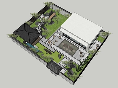 新中式轻奢屋顶花园 现代酒店 现代庭院 新中式示范区 商业会所 景观