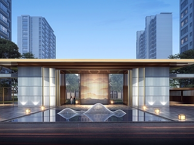 现代新中式其他门 新中式小区大门 现代风格入口大门
