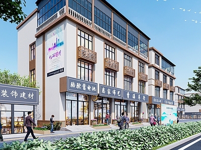 新中式现代商业街 沿街外立面改造 景观小品 城市更新