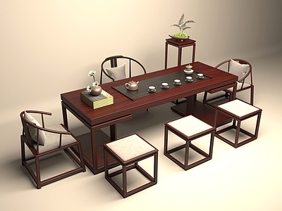 新中式中式茶桌椅 中式 茶桌椅 桌椅 茶几 茶具