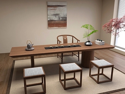 新中式中式茶桌椅 中式 茶桌椅 桌椅 茶几 茶具