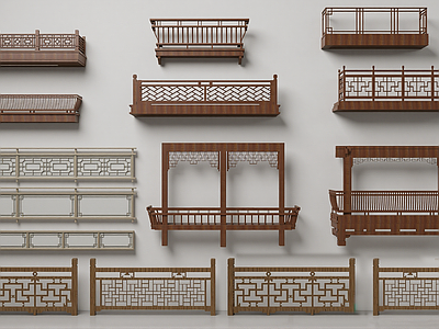 新中式扶手 新中式木栏杆