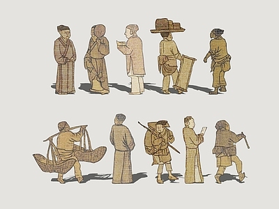 虚拟人物 古风人物 古代人物 市井人群 国画人物 民俗人物