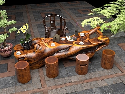 新中式中式茶桌椅 中式 茶桌椅 桌椅 茶几 茶具