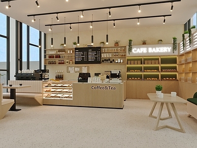 现代咖啡厅 咖啡厅 奶茶店 展示柜