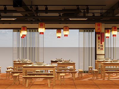 复古现代火锅店 火锅店设计 工业风烧烤店 复古怀旧火锅店 中餐厅快餐店设计 煲仔饭店设计