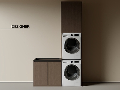 现代意式洗衣机柜 阳台柜 洗衣机