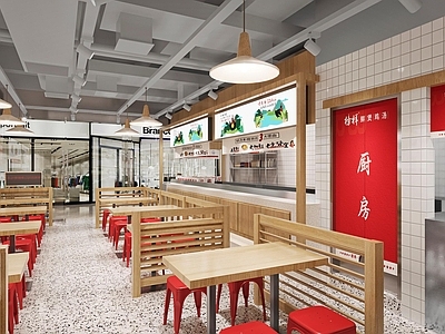现代原木快餐店 快餐 施工图