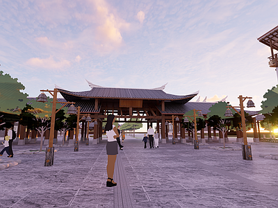 现代古建筑 景区建筑