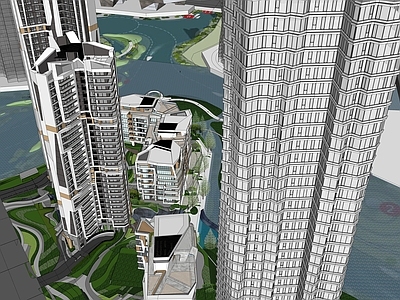 简约现代高层住宅 成都麓湖C23 成都超高层建筑 成都豪宅建筑组团 现代简约艺术豪宅 高层住宅建筑小区