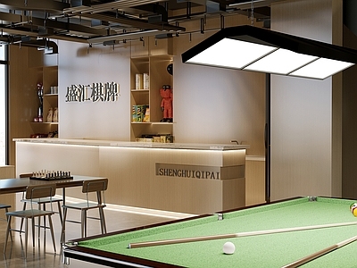 原木现代棋牌室 现代简约棋牌室