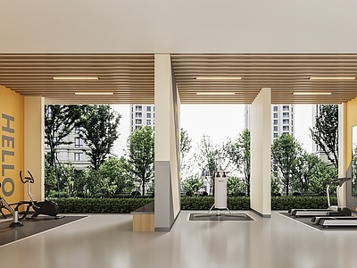 现代简约活动室 架空层 健身区