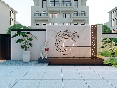 现代简约别墅庭院 现代庭院