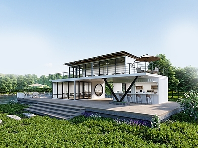 现代风格建筑 集装箱咖啡店 集装箱奶茶店 集装箱户外露营 集装箱户外场景 网红集装箱