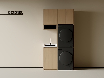 现代洗衣机柜 阳台柜 洗手池