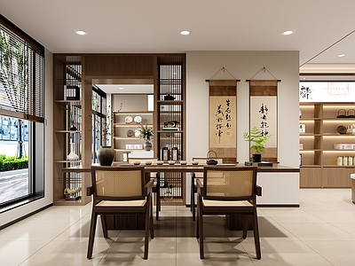 现代新中式茶叶店 新中式茶叶店 新中式茶桌
