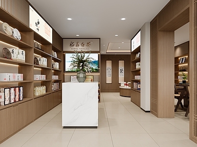 现代新中式茶叶店 新中式茶叶店 现代茶叶摆件
