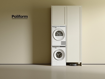 现代奶油洗衣机柜 洗衣机 阳台柜