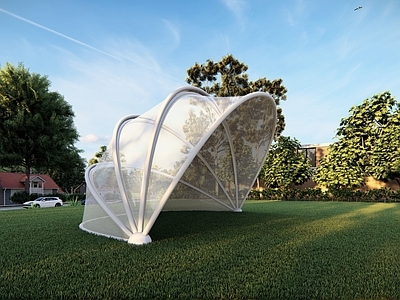 现代张拉膜 草坪膜构筑 弧形膜构筑