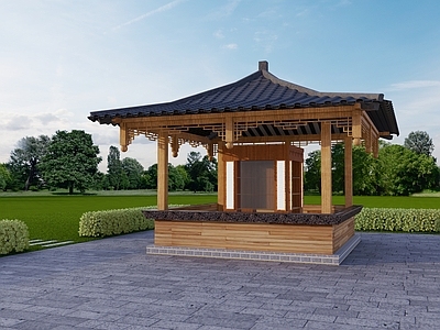 中式其他景观小建筑 中式售卖亭 服务亭