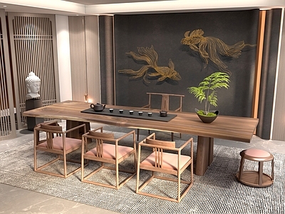 新中式中式茶桌椅 新中式 桌椅 茶桌椅 茶几 茶具