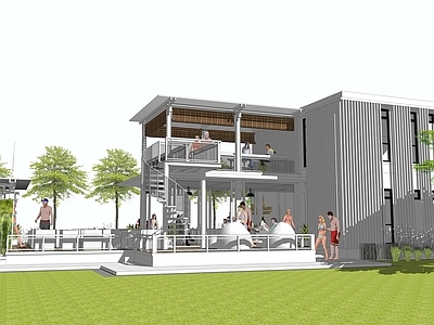 现代工业餐饮建筑 东南亚风格酒吧 东南亚轰趴