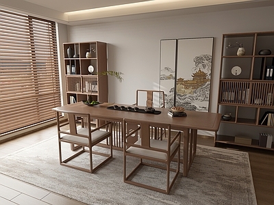 新中式中式茶桌椅 新中式 桌椅 茶桌椅 茶几 茶具