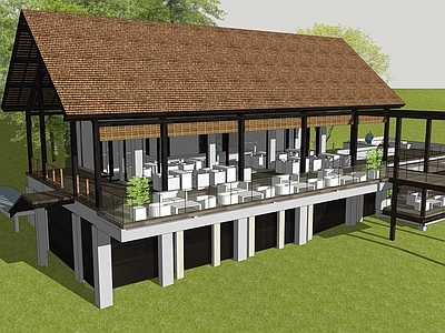 现代极简餐饮建筑 东南亚风格餐饮建 东南亚风格酒吧
