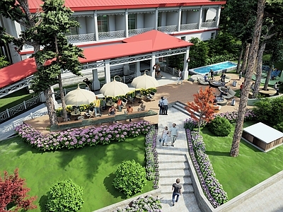 欧式复古风格建筑 欧式酒店 欧式建筑 景观公园 生态酒店 生态公园
