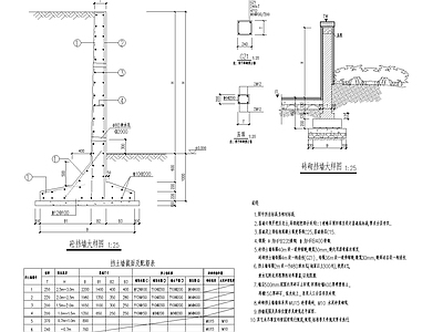 现代其他景观 挡土墙通用做法 施工图