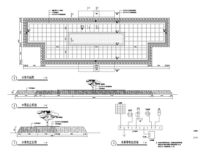 现代广场 水景 镜面水 施工图