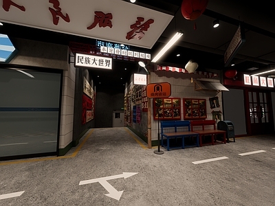 复古工业其他店铺 过道 消防通道 商铺 商业空间 复古商业空间