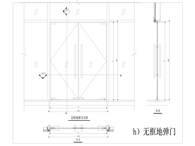 玻璃门节点 办公室玻璃门CA 施工图