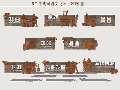 新中式标识标牌 制酒标识牌 传统酿酒技艺 民俗酒坊小品 酒文化小品 制酒景观小品