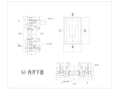 现代窗节点 断桥铝窗节点图 施工图