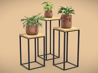 盆栽 绿萝 万年青 盆栽 花架 植物摆件