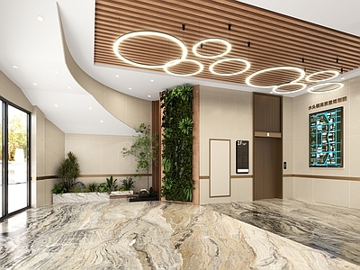 现代其他公共空间 大堂 绿植墙 电梯间 酒店大堂