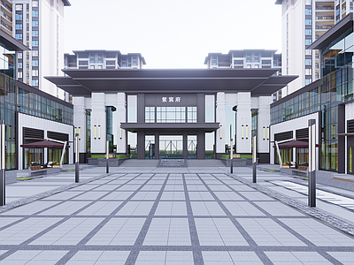 新中式小区建筑 新中式小区