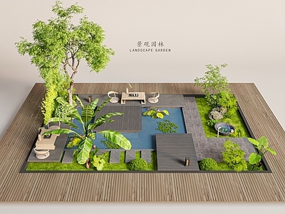 新中式现代庭院 别墅庭院 民宿庭院 水景 植物景观 乡村庭院