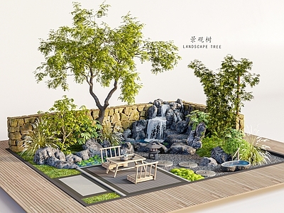 新中式日式庭院 别墅庭院 民宿庭院 乡村庭院 新中式庭院花园 枯山水
