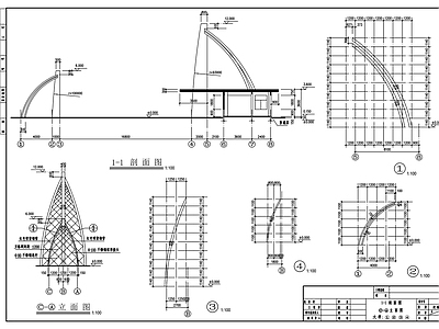 现代门卫室建筑 大门大样建筑图纸 施工图